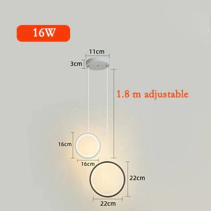 Ring Pendant Light Minimalist /Creative /Personality Bedroom Bedside Led Lights Long Line Hanging