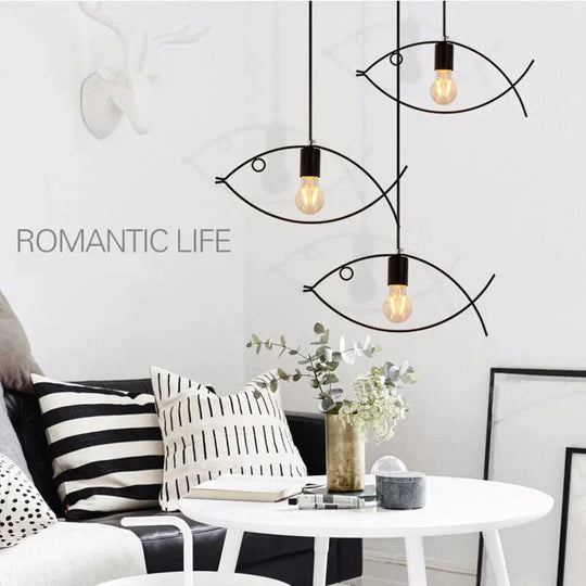 Nordic Minimalist Retro Clothing Store Creative Personality Small Fish Chandelier Bar Restaurant