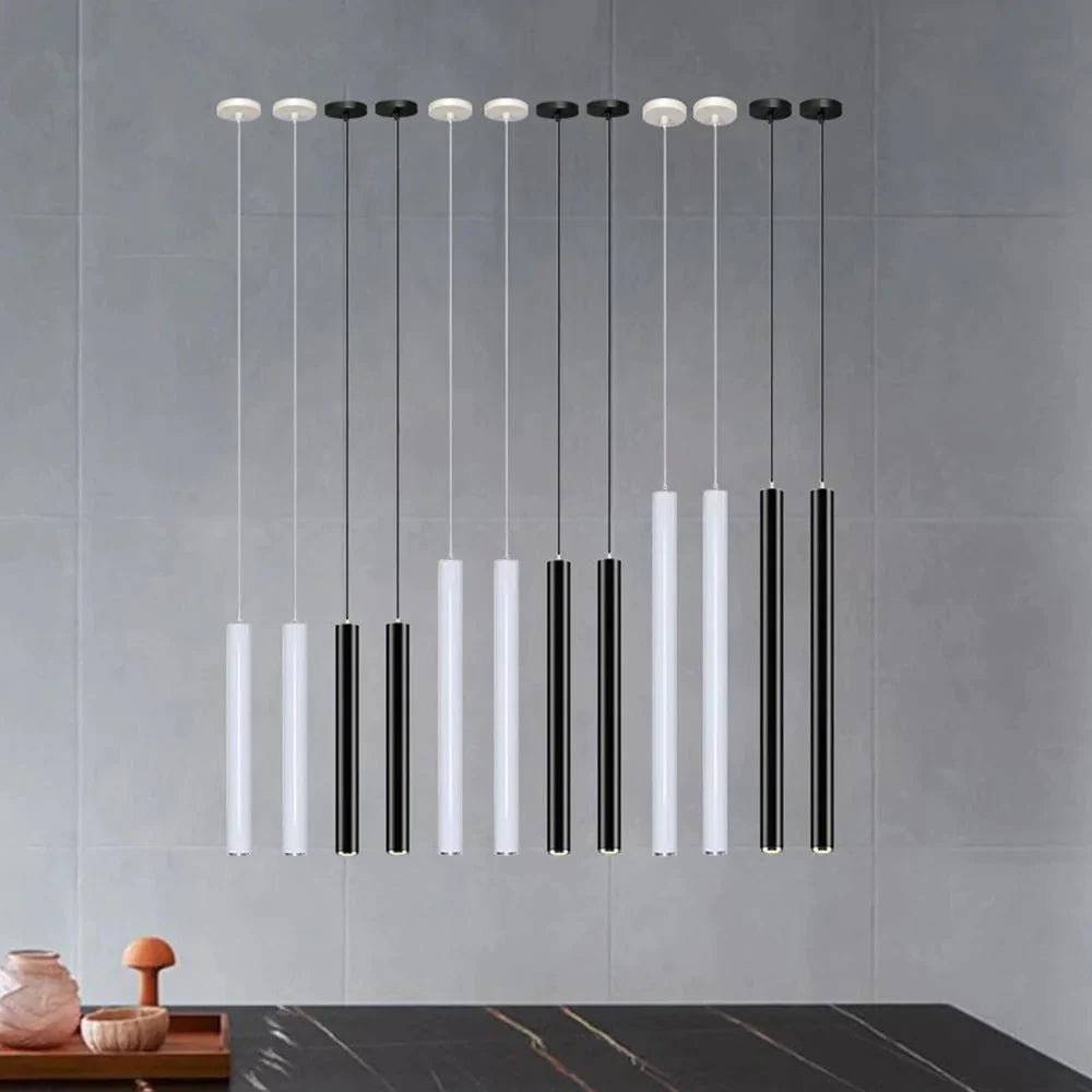 Black Industrial Pendant Lights Long Tube Hanging Lamp For Living Room Home Light Fixtures Decor