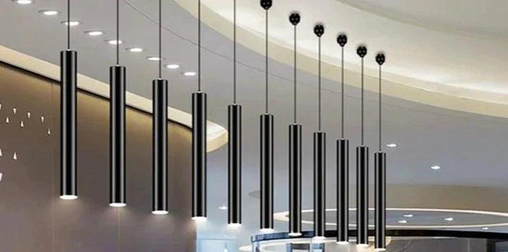Black Industrial Pendant Lights Long Tube Hanging Lamp For Living Room Home Light Fixtures Decor