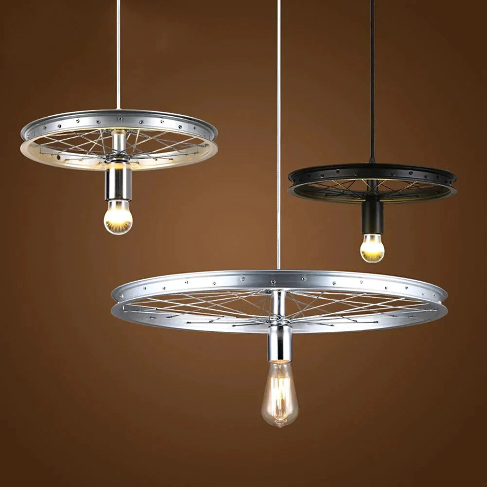 Wheel Chandelier Vintage Industrial Metal Retro Rustic Hanging Lights For Loft Kitchen Dining