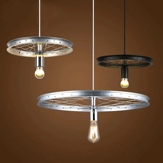 Wheel Chandelier Vintage Industrial Metal Retro Rustic Hanging Lights For Loft Kitchen Dining