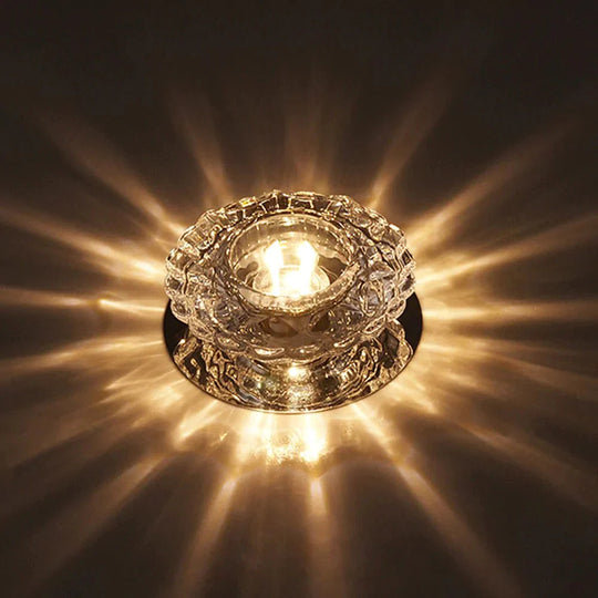 Modern Led Chip Crystal Aisle Lamp Solid Stainless Steel Base Surface Mounted Ceiling For Living