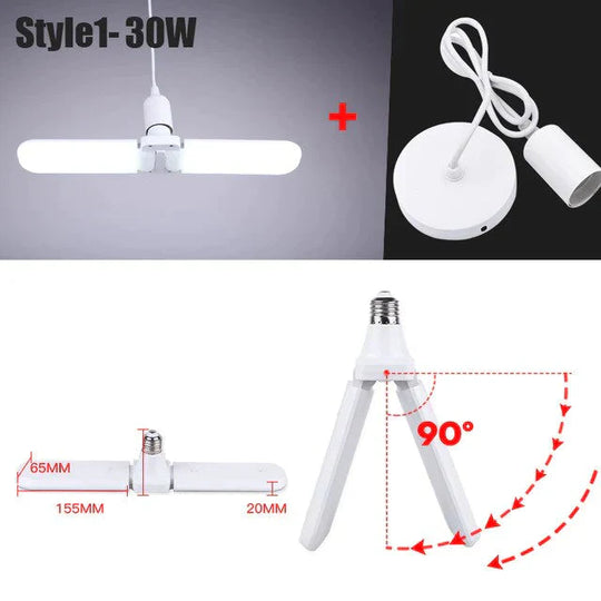 E27 Led Bulb Lamp Ampoule Leds Football Lamps Bulbs Foldable Fan Blade Lights Adjustable 45W 40W