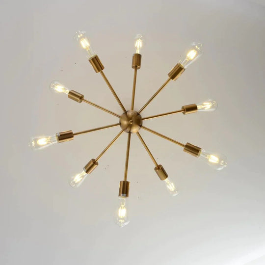 Sputnik Chandeliers Brass Modern Pendant Lamps Antique Gold Industrial Stair Lighting Fixtures 10