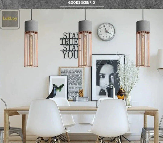Pendant Lamp Light Creative Modern Concrete Cement Frames Lighting Drop Lights For Dining Living