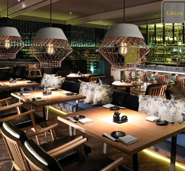 Pendant Lamp Light Creative Modern Concrete Cement Frames Lighting Drop Lights For Dining Living
