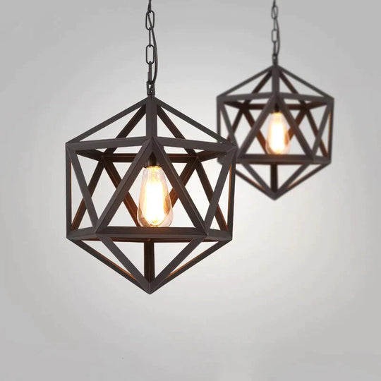 Creative Pendant Lights Loft Retro Industrial Rhombohedron Lamps For Bar/Restaurant Personality