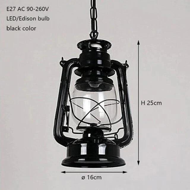 Retro Vintage Lantern Kerosene Pendant Lamp E27 Lights Loft Restaurant Master Bedroom Dining/Living
