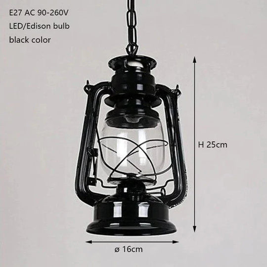 Retro Vintage Lantern Kerosene Pendant Lamp E27 Lights Loft Restaurant Master Bedroom Dining/Living