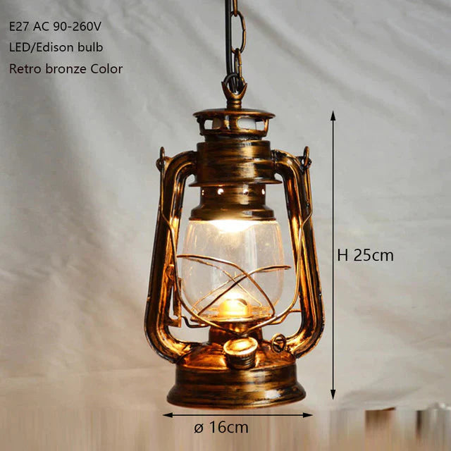 Retro Vintage Lantern Kerosene Pendant Lamp E27 Lights Loft Restaurant Master Bedroom Dining/Living