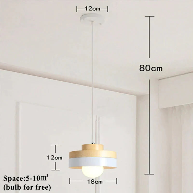 Nordic Solid Wood Lamp Simple Dining Table Pendant Lights Personality E27 Creative Living Room