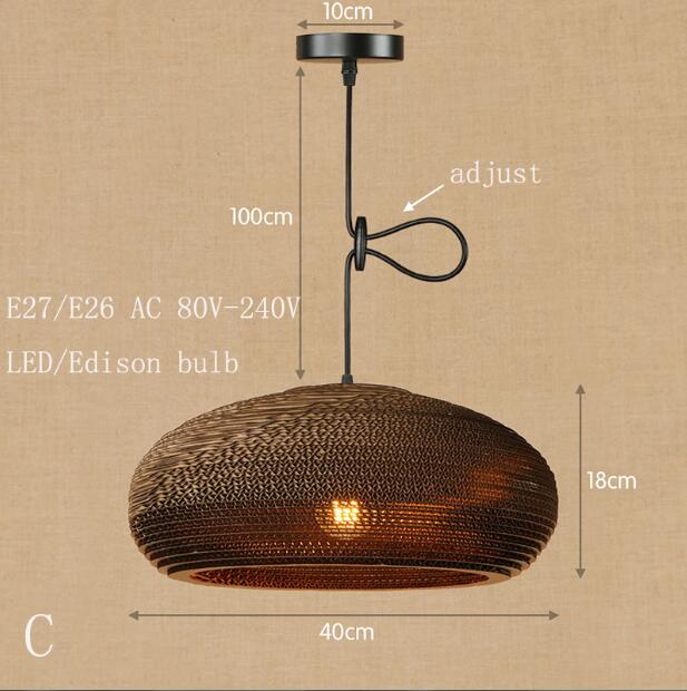 Modern Nordic Pendant Light Hanging E27 Led Origami Paper Shade Lamp Bar Restaurant Living Room