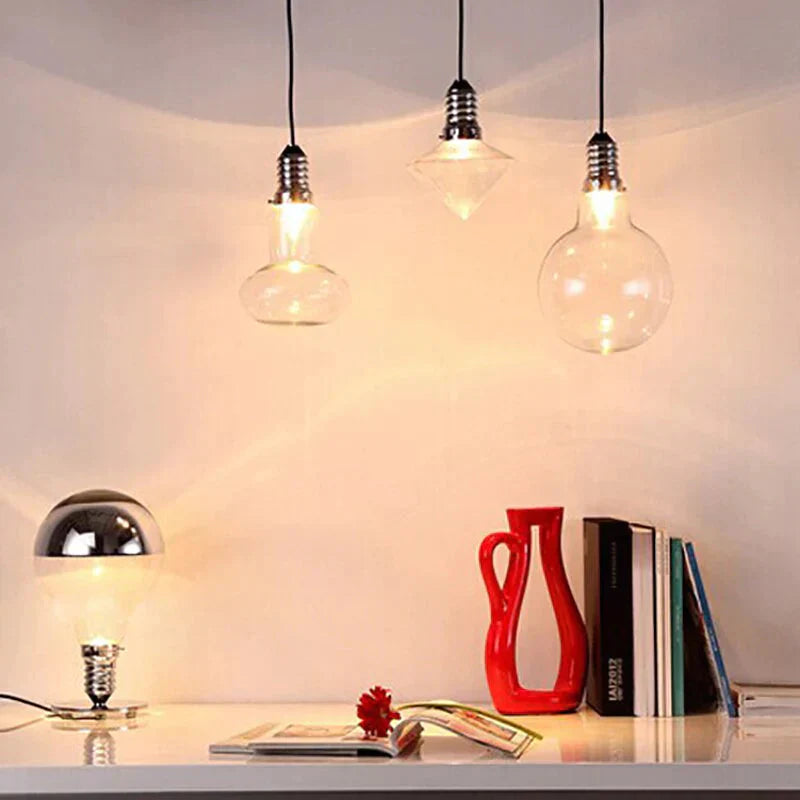 Loft Modern Art Deco Hanging Clear Glass Crystal Lamp Shade Staircase Pendant Led Gu10 Lights