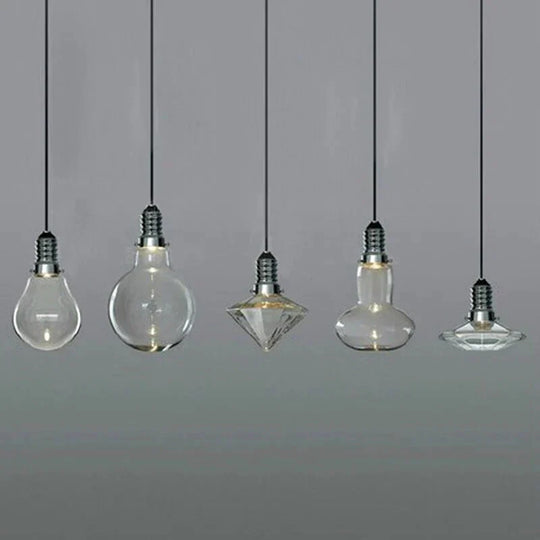 Loft Modern Art Deco Hanging Clear Glass Crystal Lamp Shade Staircase Pendant Led Gu10 Lights