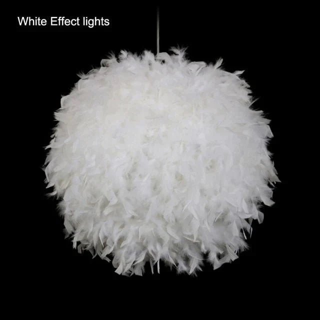 Modern Pendant Light Dreamlike Feather Droplight Bedroom Hanging Lamp White