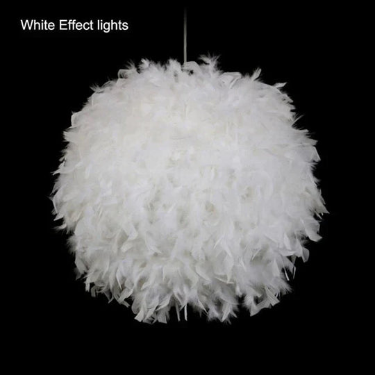 Modern Pendant Light Dreamlike Feather Droplight Bedroom Hanging Lamp White