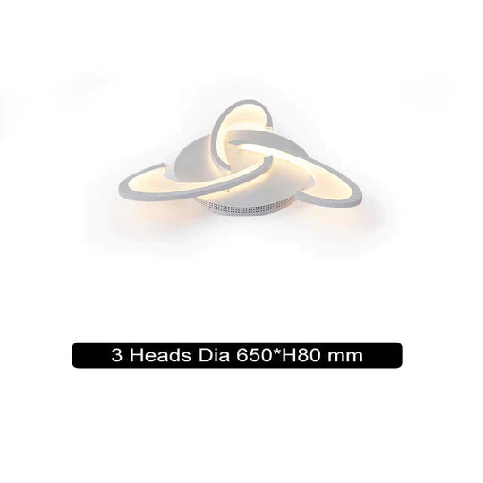 Remote Control Led Ceiling Lights With Ultra - Thin Acrylic Flush Mount Lamp 3 Heads / Cool White
