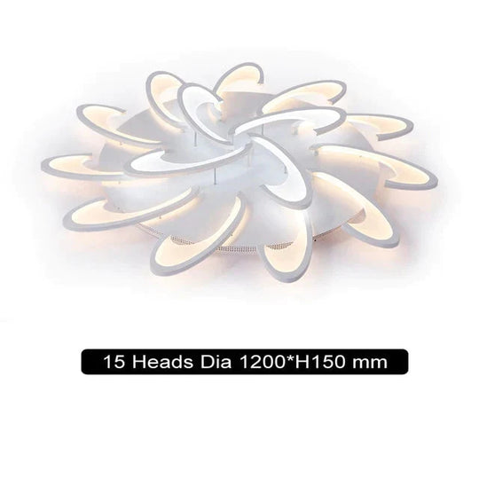 Remote Control Led Ceiling Lights With Ultra - Thin Acrylic Flush Mount Lamp 15 Heads / Cool White