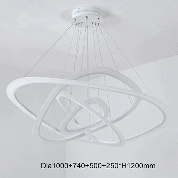 Modern Led Pendant Lights For Living Room Dining 3/2/1 Triangle Rings Acrylic Aluminum Body Lamp 4