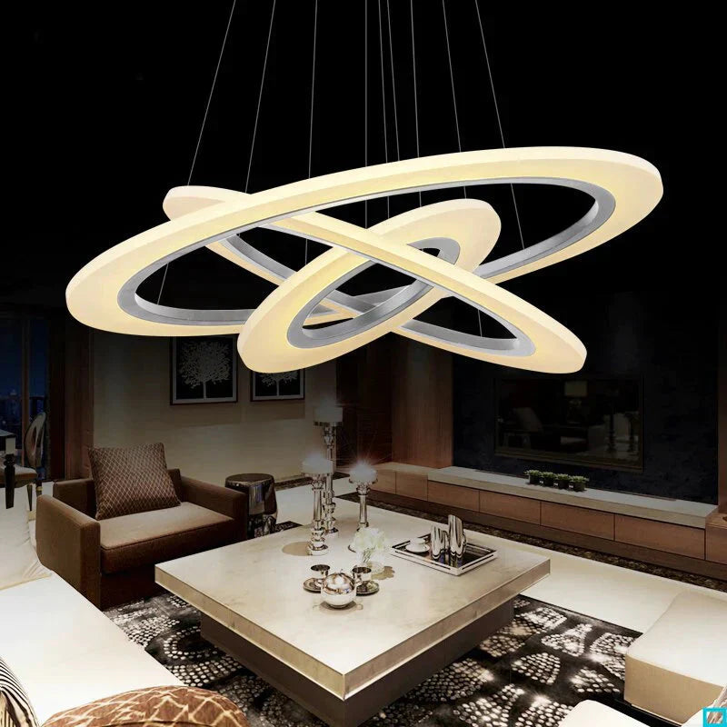 Modern Led Pendant Lights For Dining Living Room Cerchio Anello Lampadario Acrylic 3/2/1 Rings