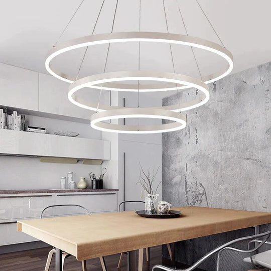 Circel Rings Modern Led Pendant Lights For Dining Living Room Acrylic Cerchio Anello Lampadario
