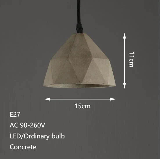 Retro Loft Concrete Pendant Light E27 Led Industrial Deco Hanging Lamp Cement With 5 Styles For