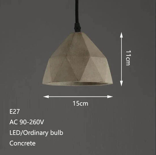 Retro Loft Concrete Pendant Light E27 Led Industrial Deco Hanging Lamp Cement With 5 Styles For
