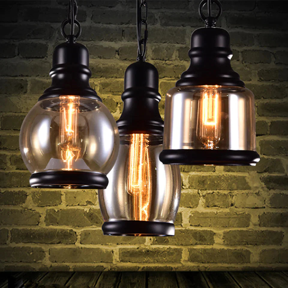Vintage Loft Pendant Light Industrial Style Amber Glass Lamp Bar/Restaurant Retro Room Bar Bed 3
