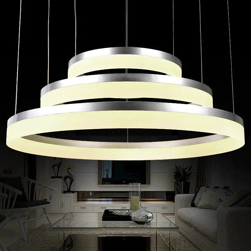 40 60 80Cm 3 Rings Modern Led Pendant Light For Living Room Bedroom Luminaire Acrylic Hanging Lamp