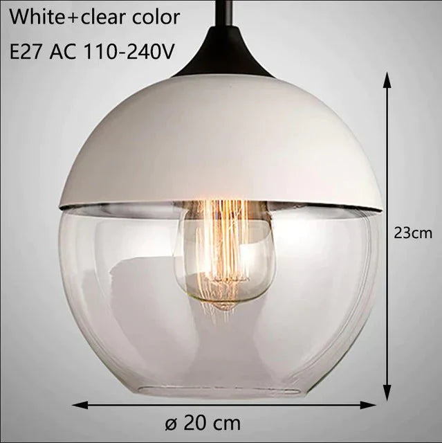Nordic Modern Loft Hanging Glass Pendant Light For Kitchen Bar Living Room Bedroom White And Clear 2