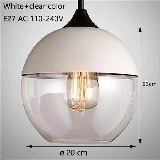 Nordic Modern Loft Hanging Glass Pendant Lamp Fixtures E27 E26 Led Lights For Kitchen Restaurant