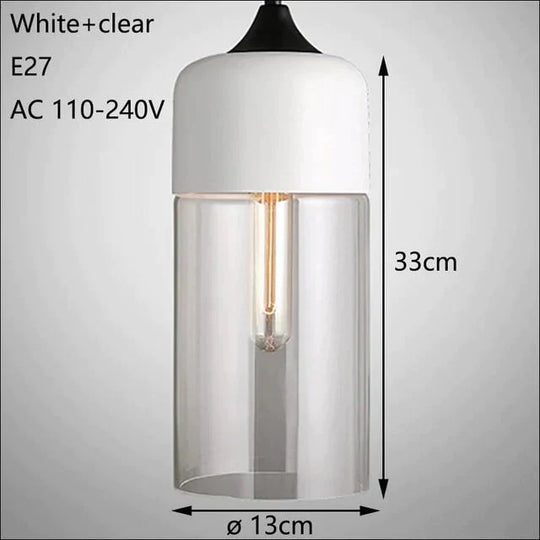 Nordic Modern Loft Hanging Glass Pendant Light For Kitchen Bar Living Room Bedroom White And Clear 3