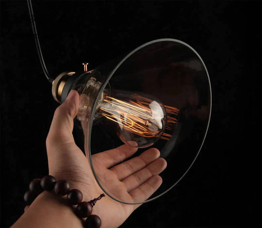 Vintage Glass Pendant Lights Loft Hang Lamp Smoky Grey Hanging Light