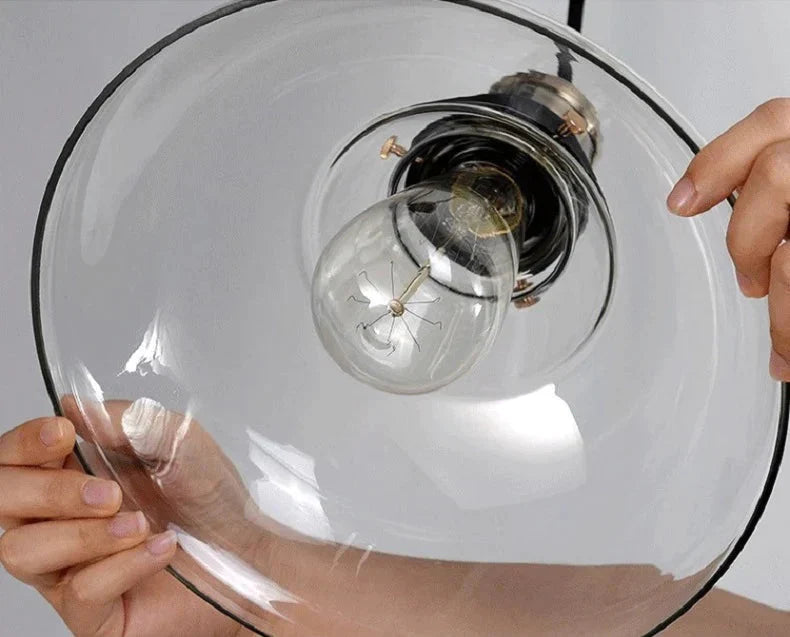 Vintage Glass Pendant Lights Loft Hang Lamp Smoky Grey Hanging Light