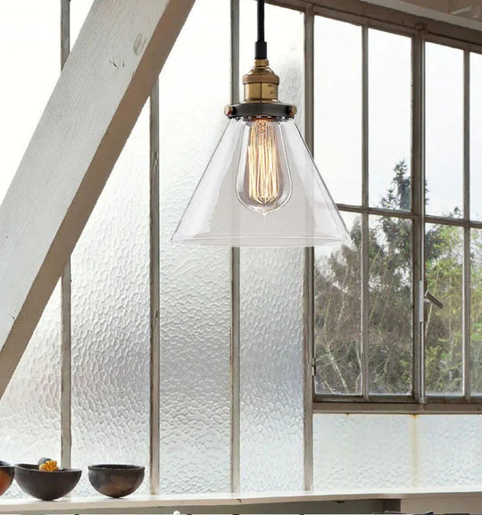 Vintage Glass Pendant Lights Loft Hang Lamp Smoky Grey Hanging Light