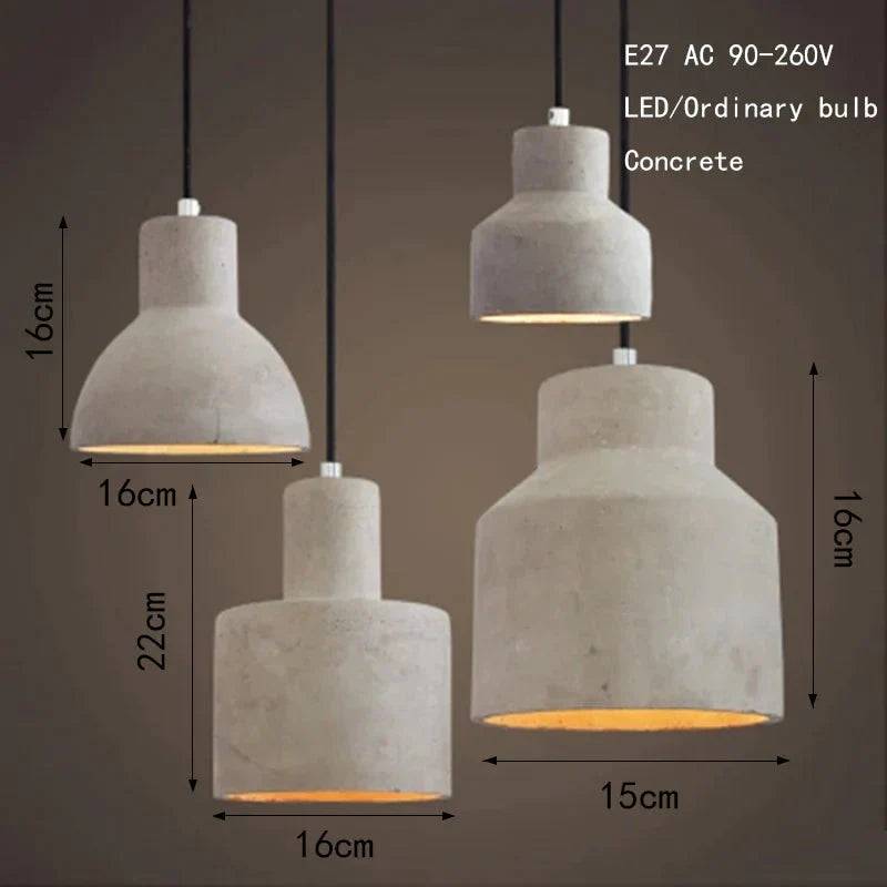Vintage Art Deco Cement Engraved Hanging Pendant Lamp E27 Led Light With Switch Lighting Fixture