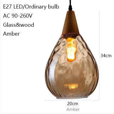 Modern Creative Europe Glass Pendant Light Led E27 With 3 Colors For Bedroom/Restaurant/Living
