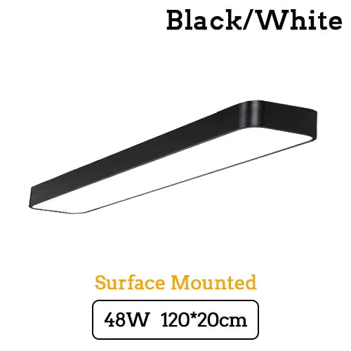 Led Modern Ceiling Light Lam Surface Mount Flush Panel Rectangle Lighting White Body / 120X20Cm 48W