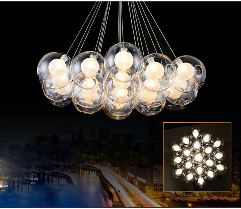 Nordic Modern Led Double - Deck Glass Ball Pendant Lights G4 Bulb Hall