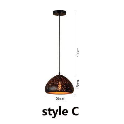 Vintage Pendant Light Iron Loft Nordic Porous Etching Lampshade Model C / St64 40W Warm 220V