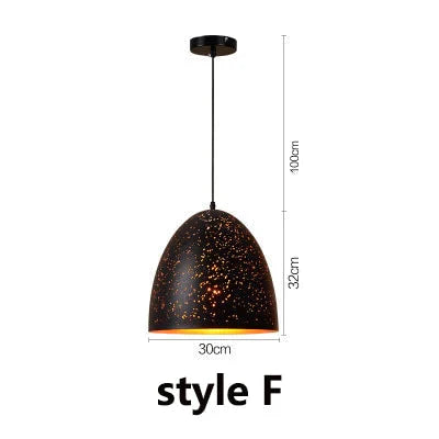 Vintage Pendant Lamp Iron Loft Nordic Porous Retro E27 Etching Lampshade Bar Restaurant Industrial