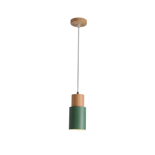 Designer Nordic Simple Wood Pendant Lights Led Hang Lamp Colorful Aluminum Fixture Kitchen Island