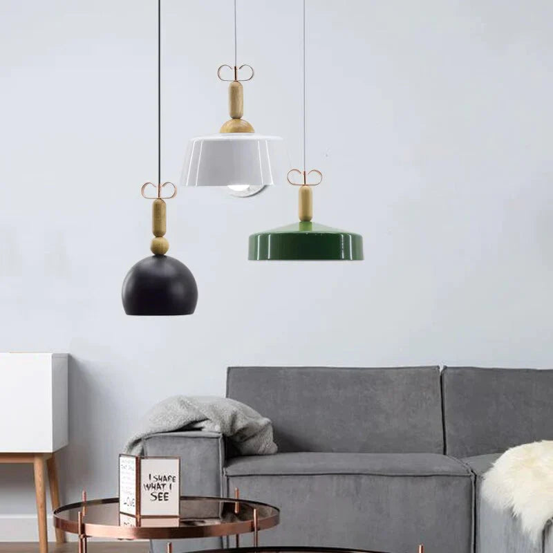 Fashion Indoor Lighting Pendant Lights Wood And Aluminum Lamp Restaurant Bar Coffee Dining Room Led