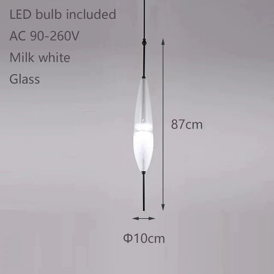 Nordic Modern Teardrop - Shaped Blue Glass Pendant Light Led Art Deco Simple White Hanging Lamp For