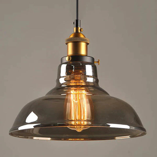 Vintage Glass Pendant Lights Loft Hang Lamp Smoky Grey Hanging Light Grey - C