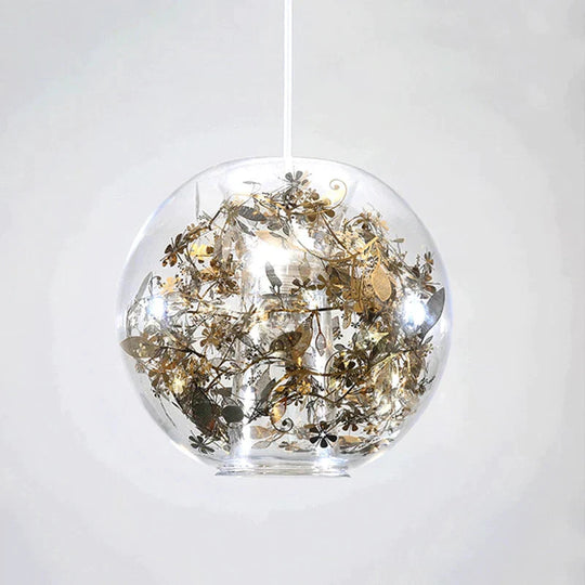 Nordic Glass Ball Flower Pendant Light Led E27 With 4 Colors Loft Modern Hanging Lamp For Living
