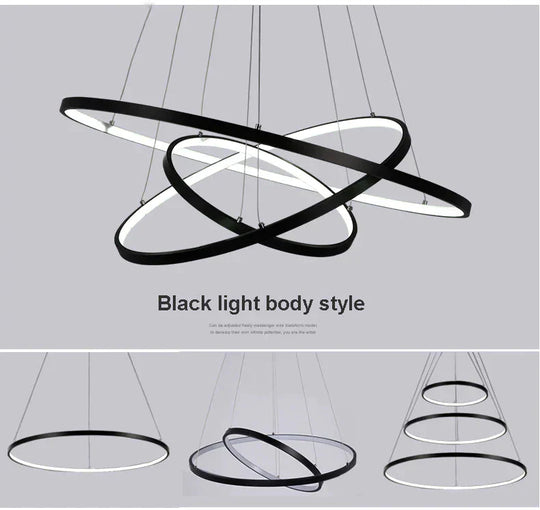 Modern Circle Rings Acrylic Aluminum Pendant Lights For Living Room Dining 2Ring 20 40Cm / Body