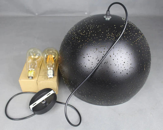 Vintage Pendant Light Iron Loft Nordic Porous Etching Lampshade