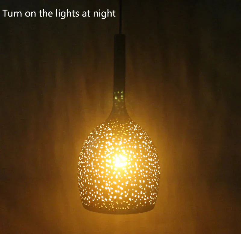 Vintage Pendant Light Iron Loft Nordic Porous Etching Lampshade